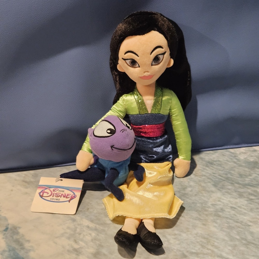 Disney Mulan TY‎ Sparkle Princess Plush Doll & Cri-Kee Cricket Bundle